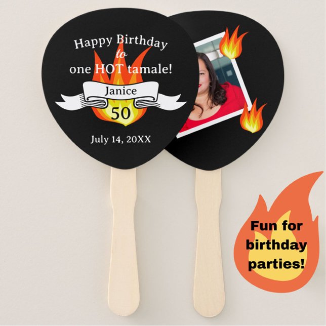 Éventail Amusant 50e anniversaire "Hot Tamale" Funny Person (Great for a birthday pool party or bbq! May be easily customized for any age birthday. )