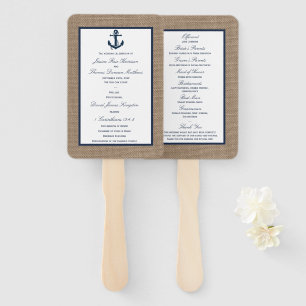 Éventail Ancre de la marine Burlap Beach Wedding Collection