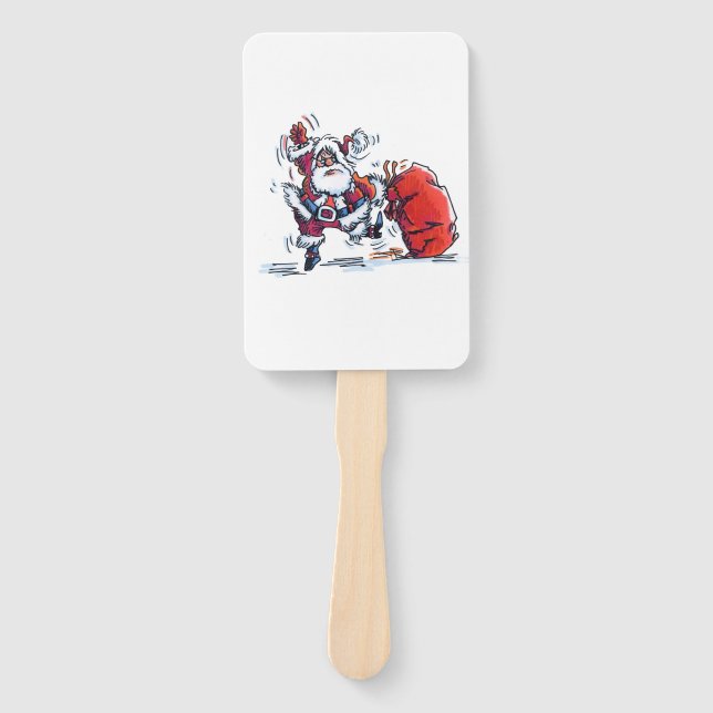 Éventail Angry Santa rectangle hand fans (Devant)