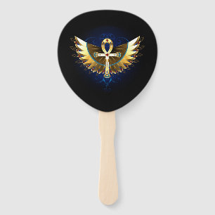 Éventail Ankh or avec ailes