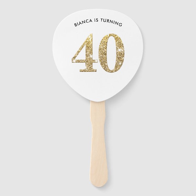 Éventail ANNIVERSAIRE AMATEUR moderne chic or parties scint (Devant)