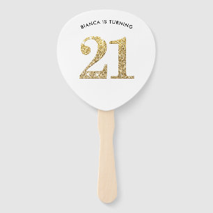 Éventail ANNIVERSAIRE AMATEUR moderne chic or parties scint