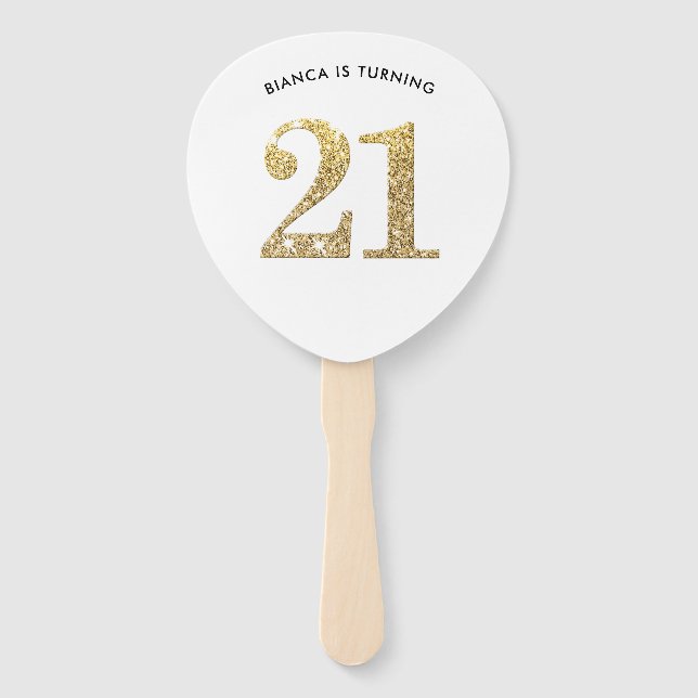Éventail ANNIVERSAIRE AMATEUR moderne chic or parties scint (Devant)