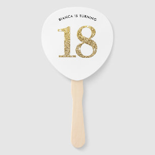 Éventail ANNIVERSAIRE AMATEUR moderne chic or parties scint