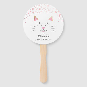Éventail Anniversaire rose mignon de chat de Kitty