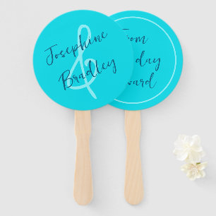 Éventail Aqua Blue Mariage Fan Love Never Fails