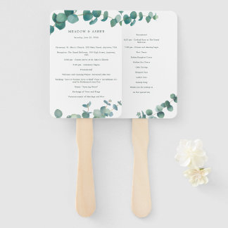 Éventail Aquarelle Adélaïde Eucalyptus Programme de mariage