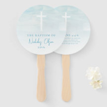 Aquarelle Baptisée Pastel Blue Hand Fans