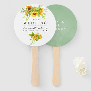 Éventail Aquarelle Bohème Bohème Sunflower Mariage Faveur