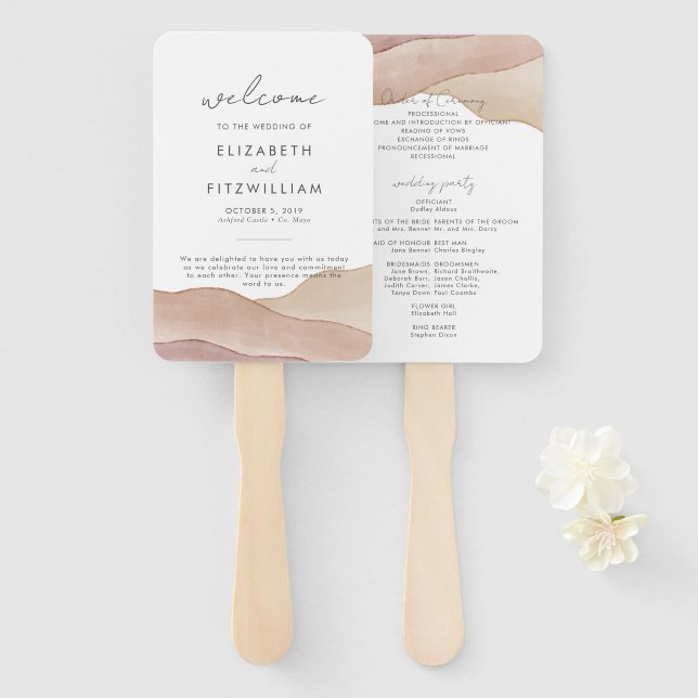 Éventail Aquarelle Boho Abstraite | Programme de mariage (Devant et derrière)