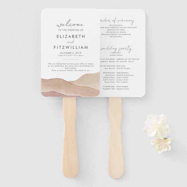 Éventail Aquarelle Boho Abstraite | Programme de mariage (Devant et derrière)