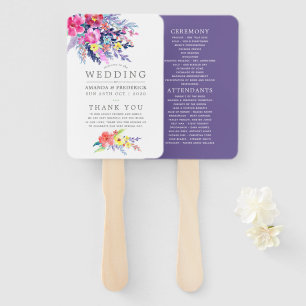 Éventail Aquarelle colorée Programme de mariage floral