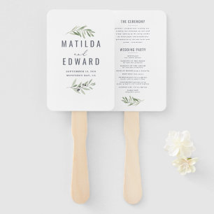 Éventail Aquarelle de branche d'olivier peint ventilateur d