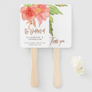 Éventail Aquarelle d'été rose couleur florale mariage faveu