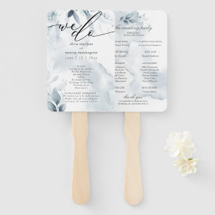 Éventail Aquarelle Dusty Blue Foliage Dawna