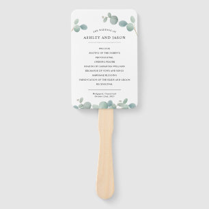 Éventail Aquarelle Eucalyptus Programme de mariage vert