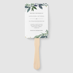 Éventail Aquarelle feuillue   Foliage Mariage