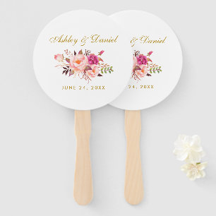 Éventail Aquarelle Floral Rose Rose Blush Mariage R