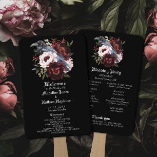 Éventail Aquarelle gothique romantique Corbeau Mariage flor