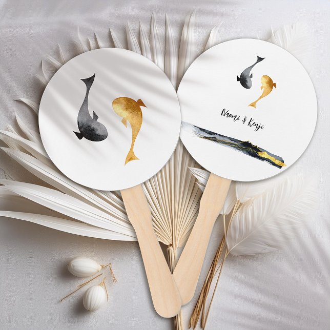 Éventail Aquarelle Koi Fish Mariage (Créateur téléchargé)