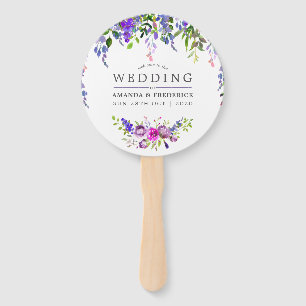 Éventail Aquarelle Mariage ultra violet Fleur Faveur