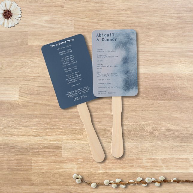 Éventail Aquarelle moderne Abstraite ardoise bleu gris bleu (Créateur téléchargé)