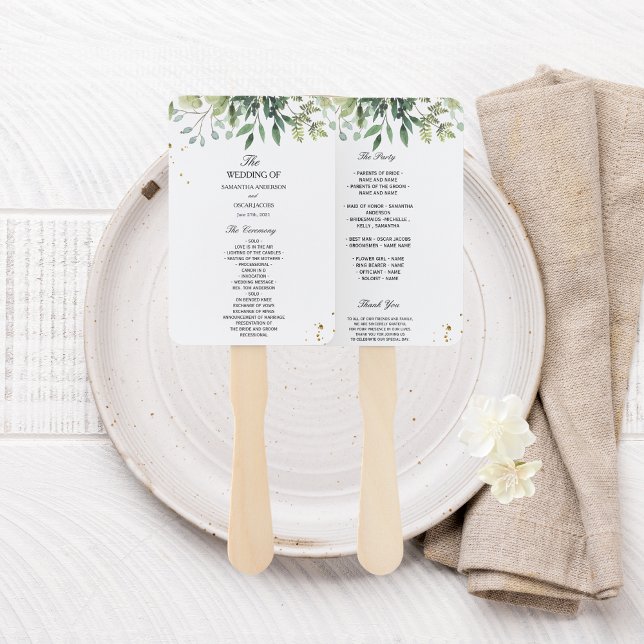 Éventail Aquarelle moderne Branche des Feuilles verts (Créateur téléchargé)