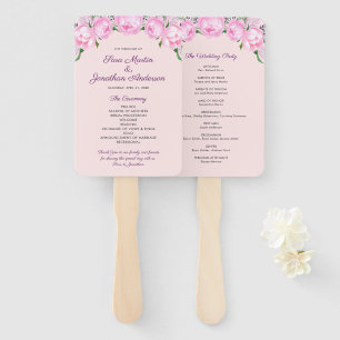 Éventail Aquarelle Pink Peonies MARIAGE