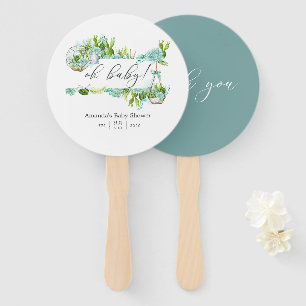 Éventail Aquarelle Terrarium en verre Baby shower de succul