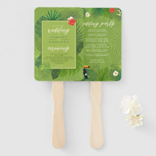 Éventail Aquarelle Tropical Wedding Party Green ID577