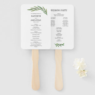 Éventail Aquarelle Verdure Feuille programme de mariage Fan
