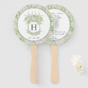 Éventail Aquarelle vert et blanc Mariage de crête d'Hydrang