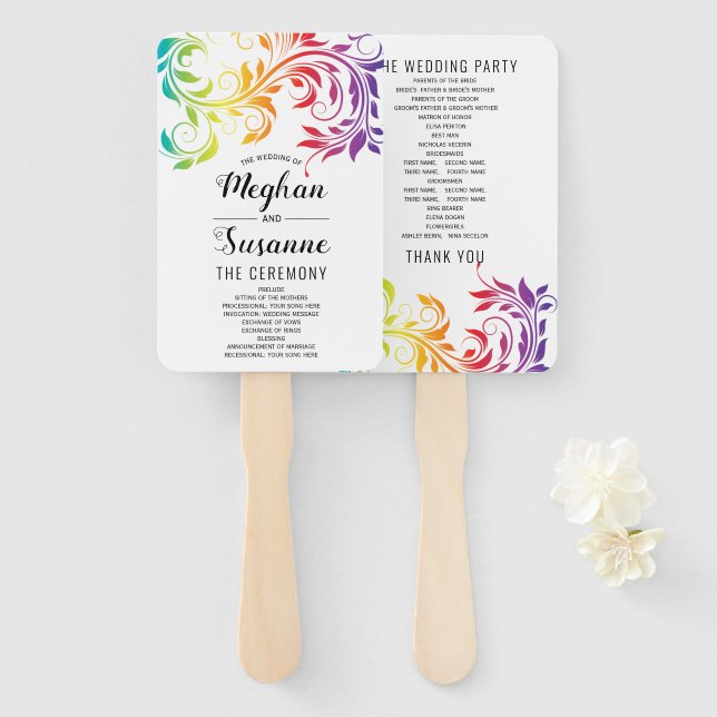 Éventail Arc-en-ciel couleurs feuille de défilement lesprog (Devant et derrière)