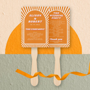 Éventail Arc orange et soleil programme de mariage super