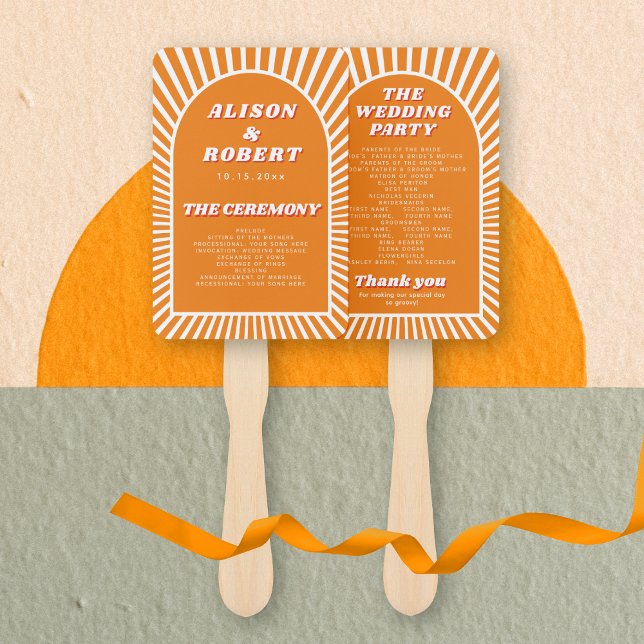 Éventail Arc orange et soleil programme de mariage super (Créateur téléchargé)