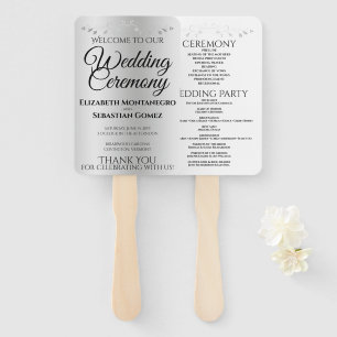Éventail Argent Gradient & Flourish Elegant Wedding Program
