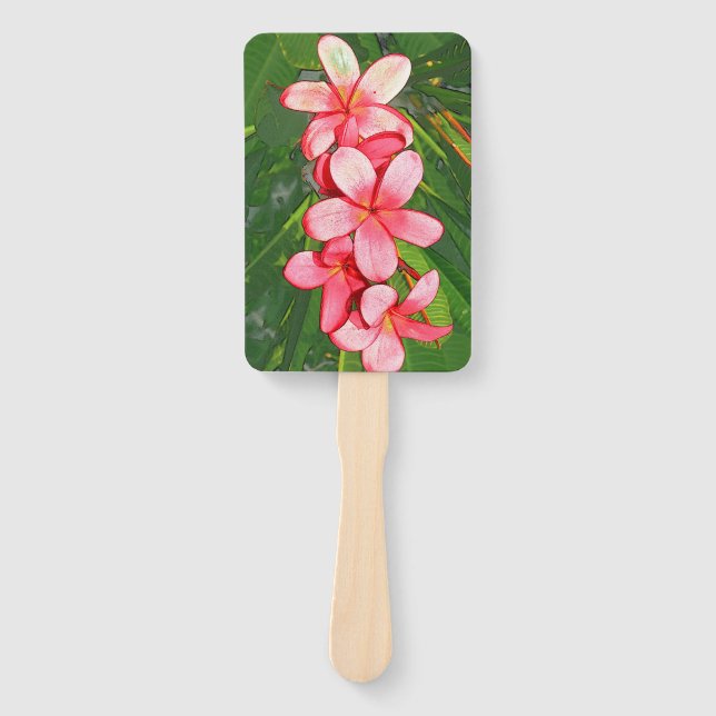 Éventail Art de Frangipanier Tropical Rose (Devant)