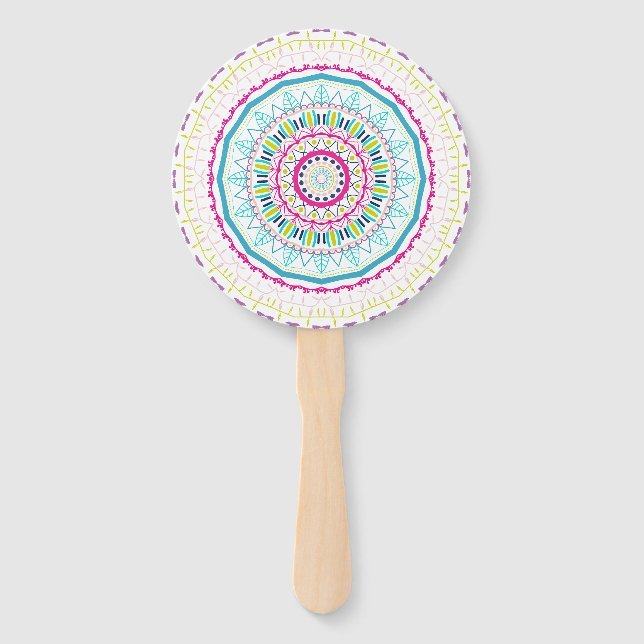 Éventail Art de mandala coloré vibrant (Devant)