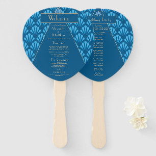 Éventail Art Déco Mariage Bleu Années folles Vintage