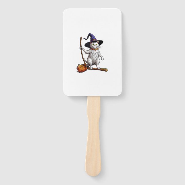 Éventail Assistant Chat Sorcière Halloween Amoureux de les  (Devant)