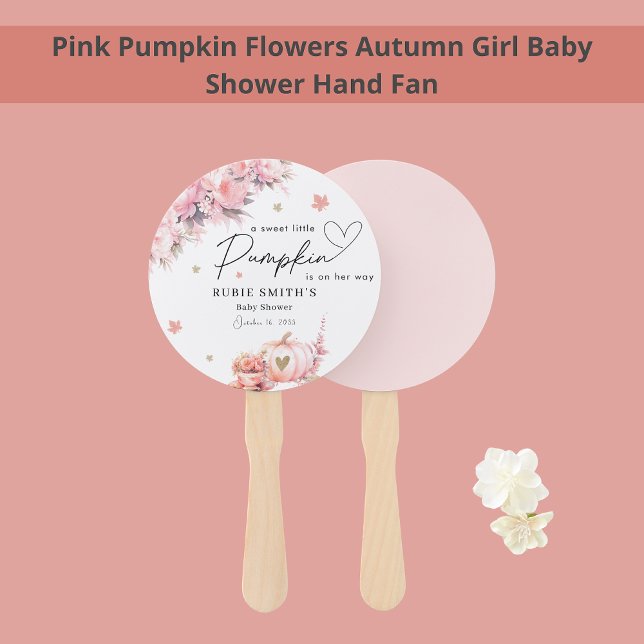 Éventail Automne Citrouille rose Gold Leafs Baby shower fil (Créateur téléchargé)