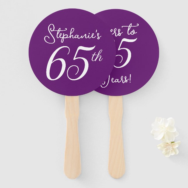Éventail Automne Purple Cheers à 65 ans 65e anniversaire (Devant et derrière)