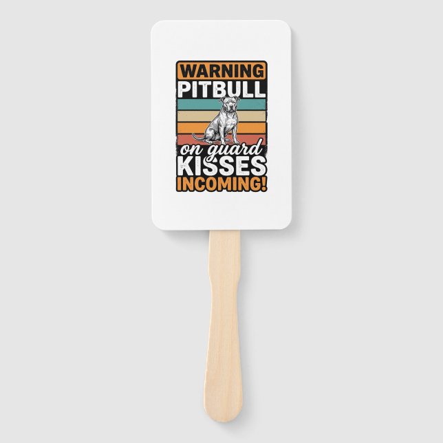 Éventail Avertissement Pitbull Bisous à venir Design de chi (Devant)