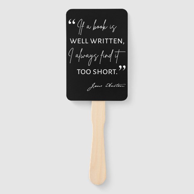 Éventail Avid Reader II - Citation de Jane Austen (Devant)