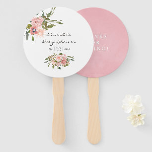Éventail Baby shower aquarelle floral rose et or rose