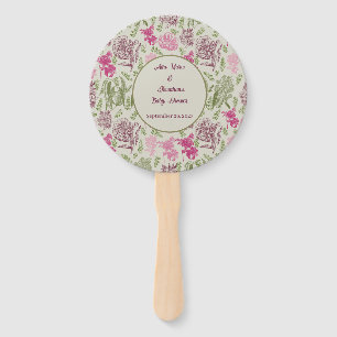 Éventail Baby shower de fille Eucalyptus Peony botanique