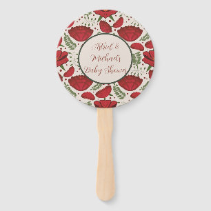 Éventail Baby shower fleur sauvage Red Poppy