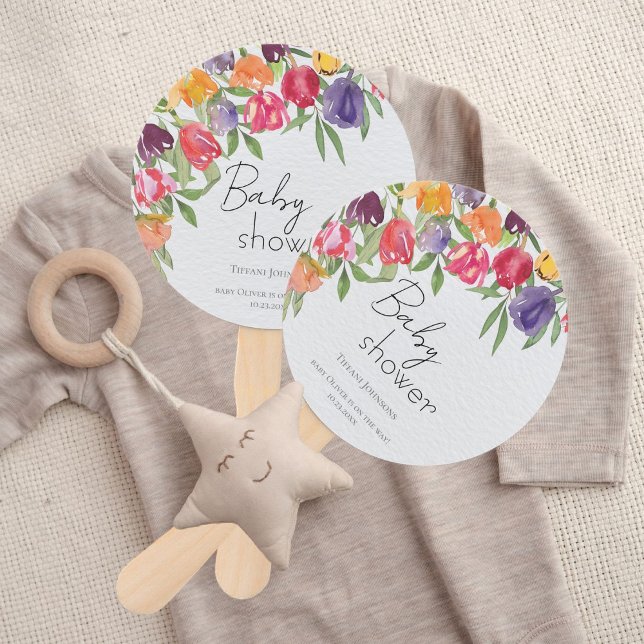 Éventail Baby shower floral éclatant de Tulip (Créateur téléchargé)