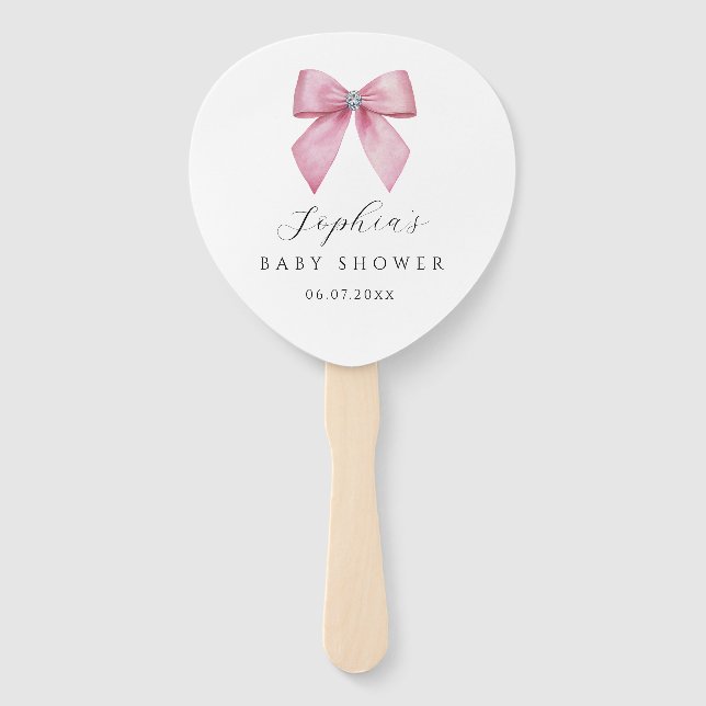Éventail Baby Shower Mignon Ruban Rose  (Devant)