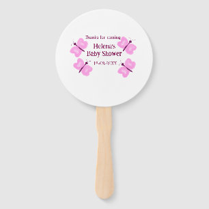 Éventail Baby shower papillon rose aquarelle ajouter nom